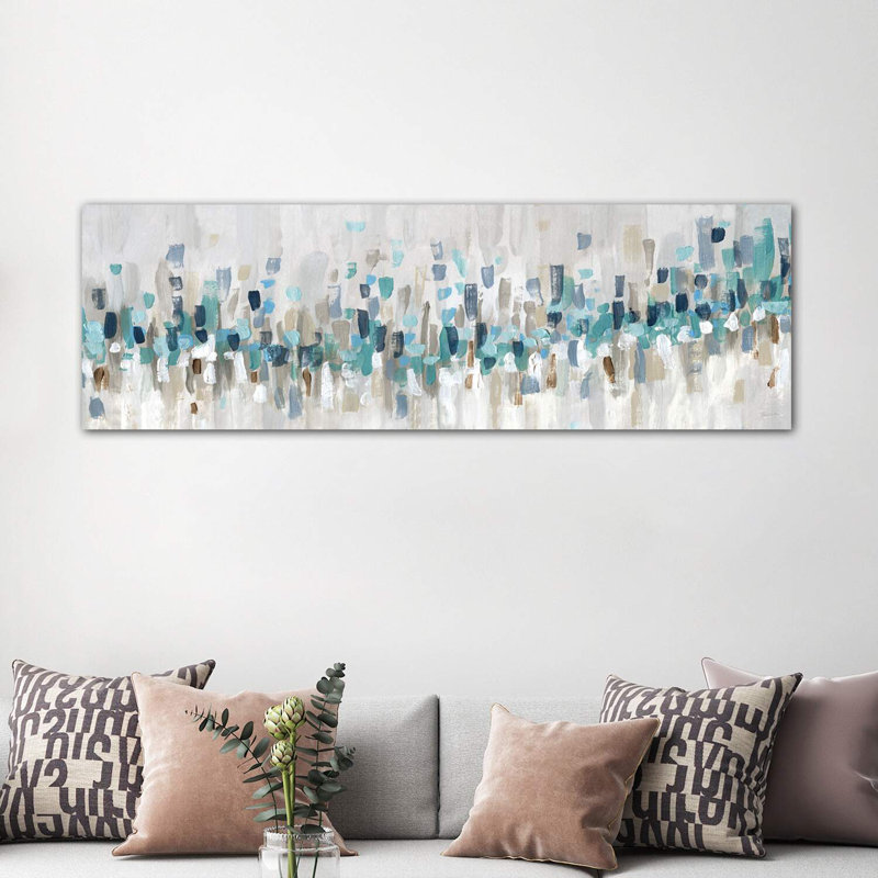 «Blue Staccato» par Inconnu - reproduction d'art, Toile tendue, H 24 po x l 72 po x P 1,5 po