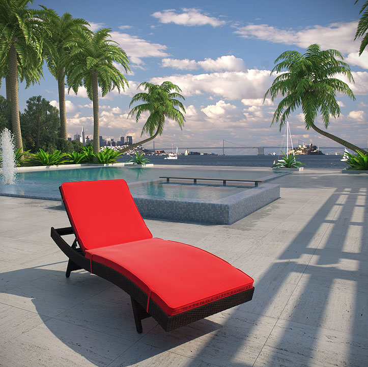 Chaise longue d'extérieur Peer, espresso, Rouge