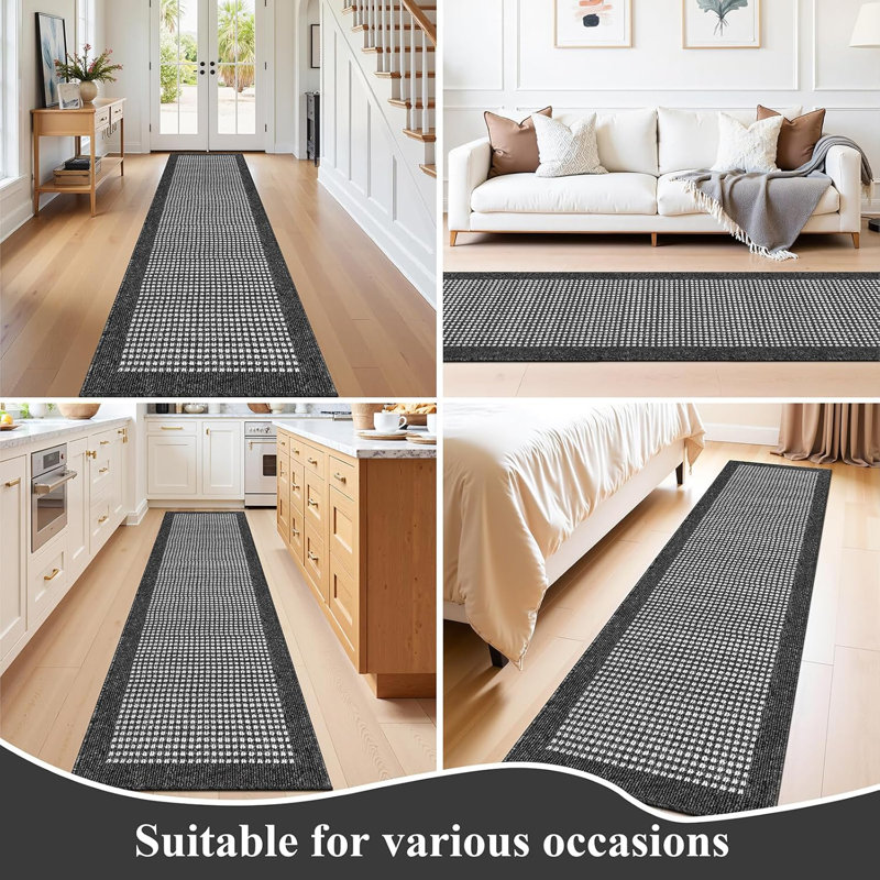 Area Rug, Dark Gray, Runner 2' x 10'