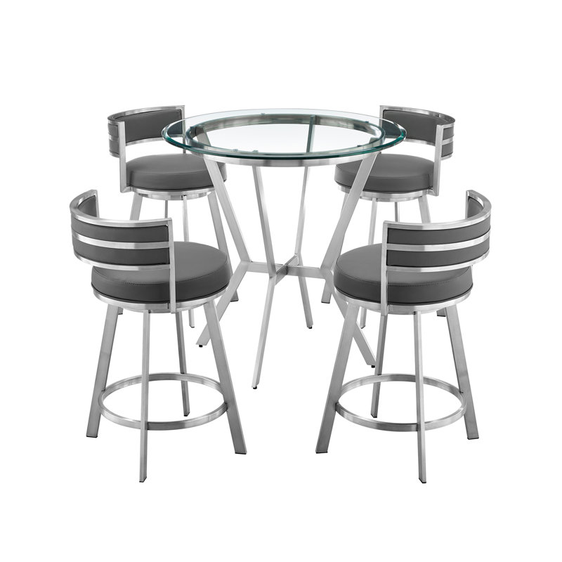 Naomi & Roman 3 - Person Glass Top Four Leg Dining Set, 1 Table and 4 chairs