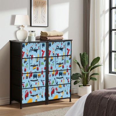 Commode pour commode de chambre à coucher pour placard véhicules différents types tels que camion grue voiture-citerne Commodes et commodes de rangement en tissu et bacs de rangement avec 4 tiroirs