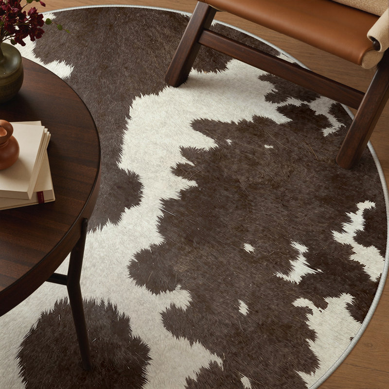 Tapis antidérapant beige / brun Aura, Rond 5 pi