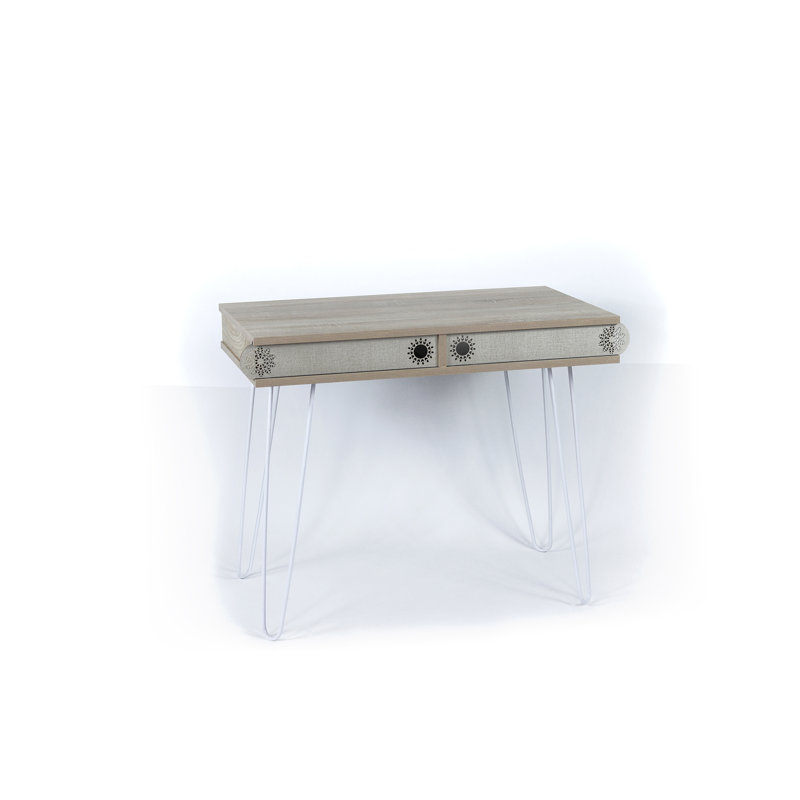 Bureau d'écriture avec pieds en métal, bureau rectangulaire moderne avec rangement, bureau de style moderne