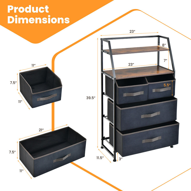 Lola-Jay 4 Drawer Storage Drawer