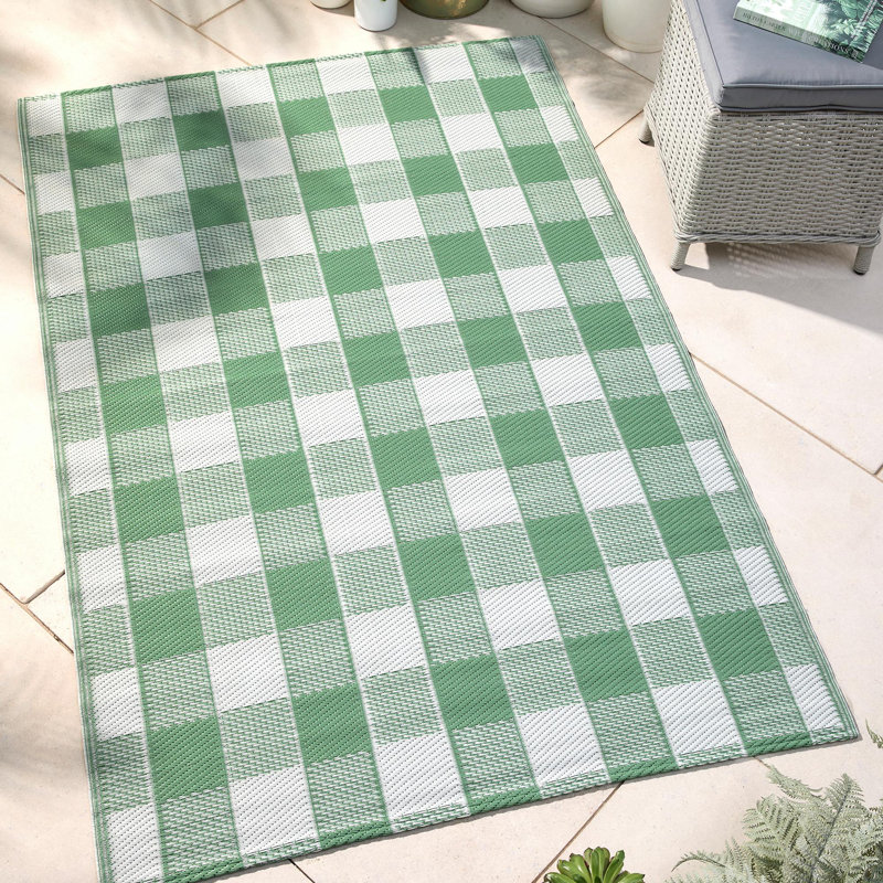 D & D Gingham Outdoor Rug, Green