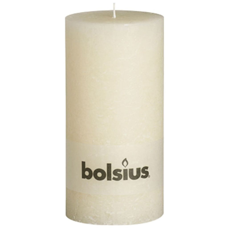 Bolsius Rustic Pillar Candle 200 x 100 mm, Pebble grey