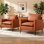 Ensemble de 2 fauteuils d'appoint rembourrés en similicuir brun 2 pièces