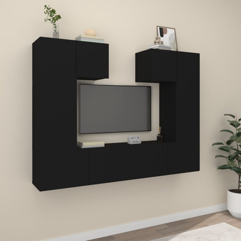 Eaubonne Unfinished Floating for TVs up to 60", 80cm W x 30cm D x 30cm H, Light Brown, 4 cabinet