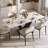 71'' Luxury Rectangular Dining Table - Faux Marble Top with Black V-Shaped Carbon Steel Base, Contemporary Kitchen Table for Dining Room-1785598731-1802499358