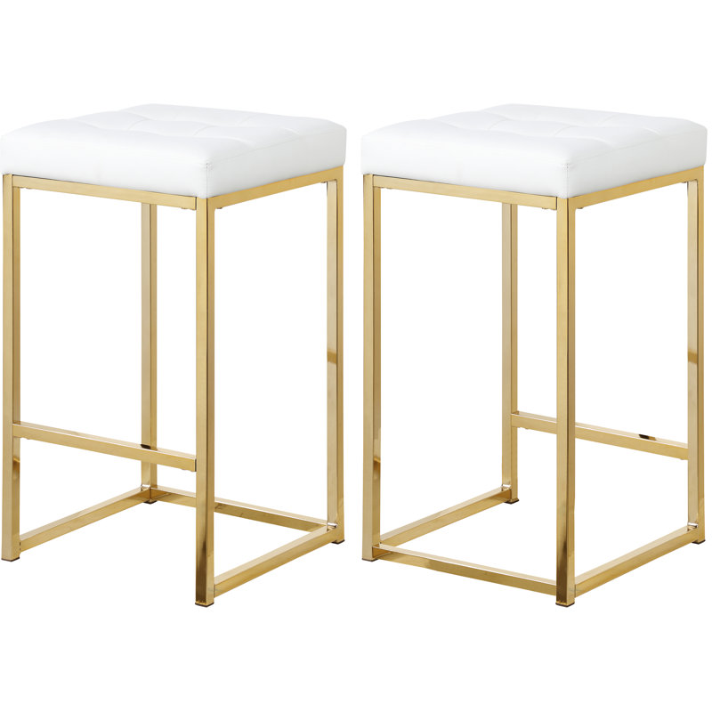Tabouret de comptoir 26,5 po Nicola, Blanc, Or