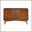 Buffet Mid-Century moderne avec rangement, 2 portes spacieuses et 3 tiroirs pour un usage domestique polyvalent, noyer