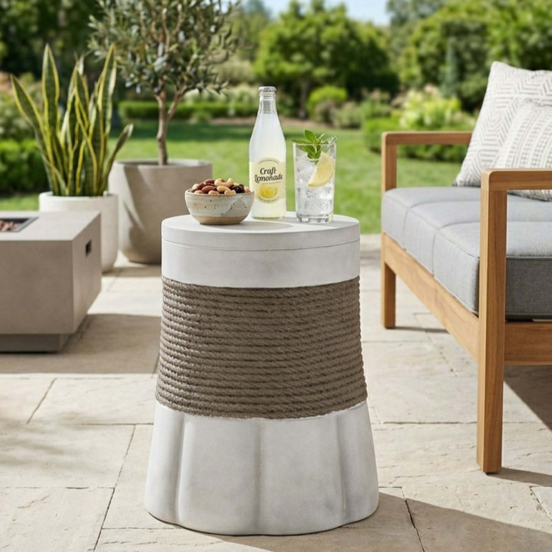 Table d'appoint MGO - table de bout pour l'extérieur, gris clair et brun