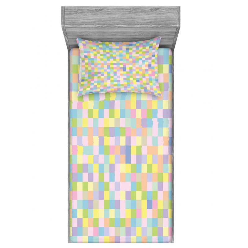 Microfiber Geometric Sheet Set, Twin XL Sheet Set with Fitted Sheet