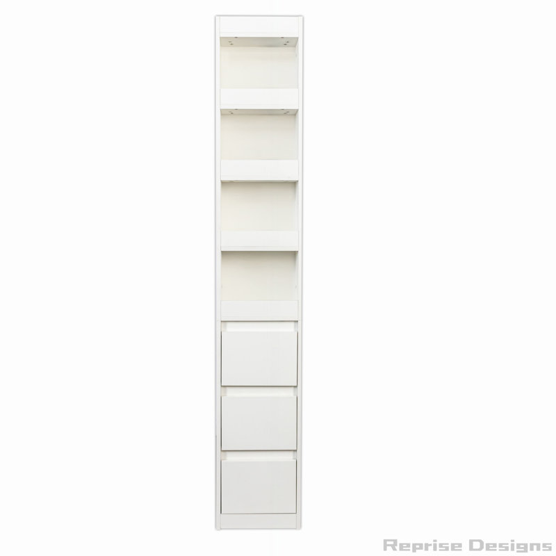 Armoire de rangement 70,87 "H, tablette à 4 niveaux, 3 tiroirs latéraux, Blanc