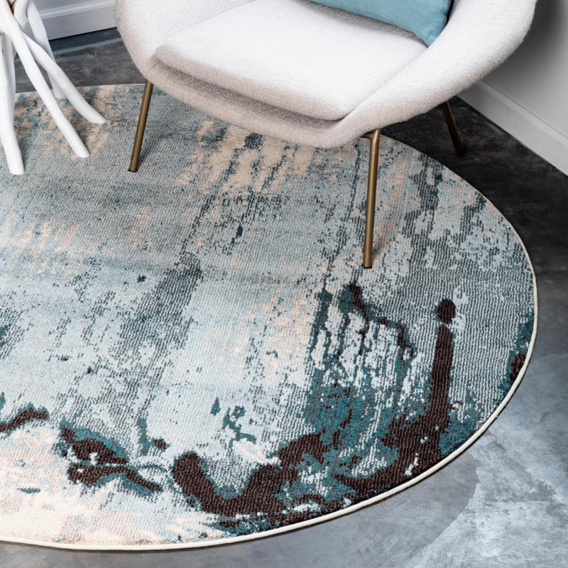 Eddins Washable Abstract Indoor Rug, Round 6'1"