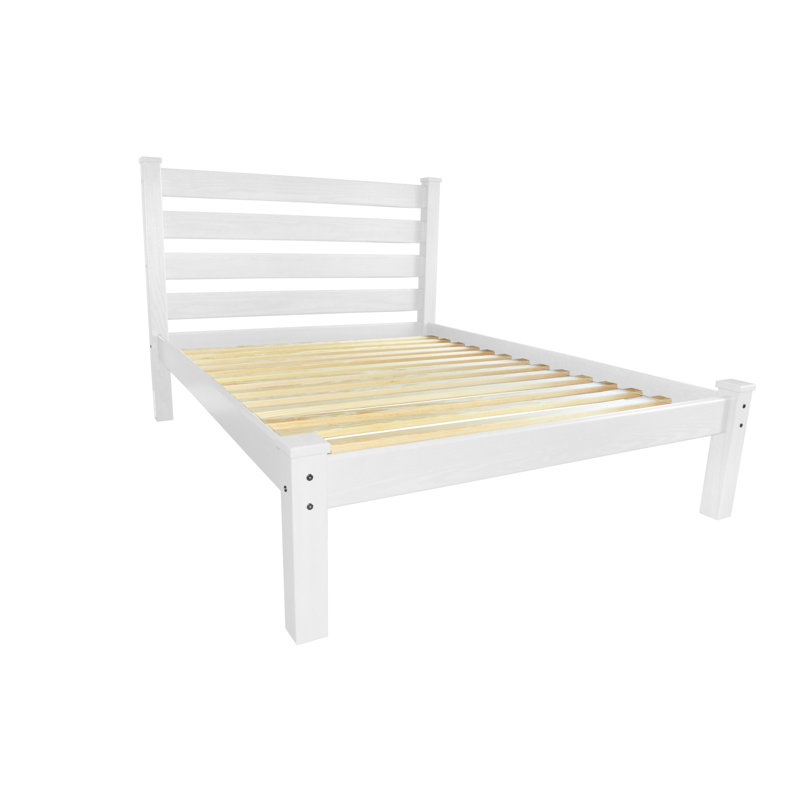 White Solid Wood Full Bed Frame