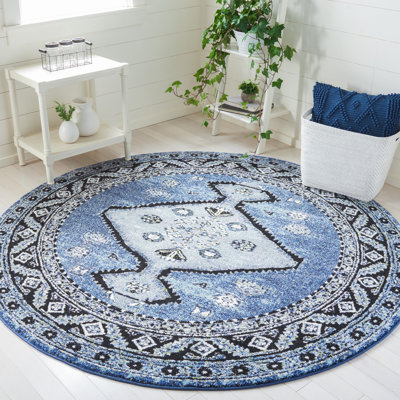 Tapis gris /bleu à motif Sud-Ouest