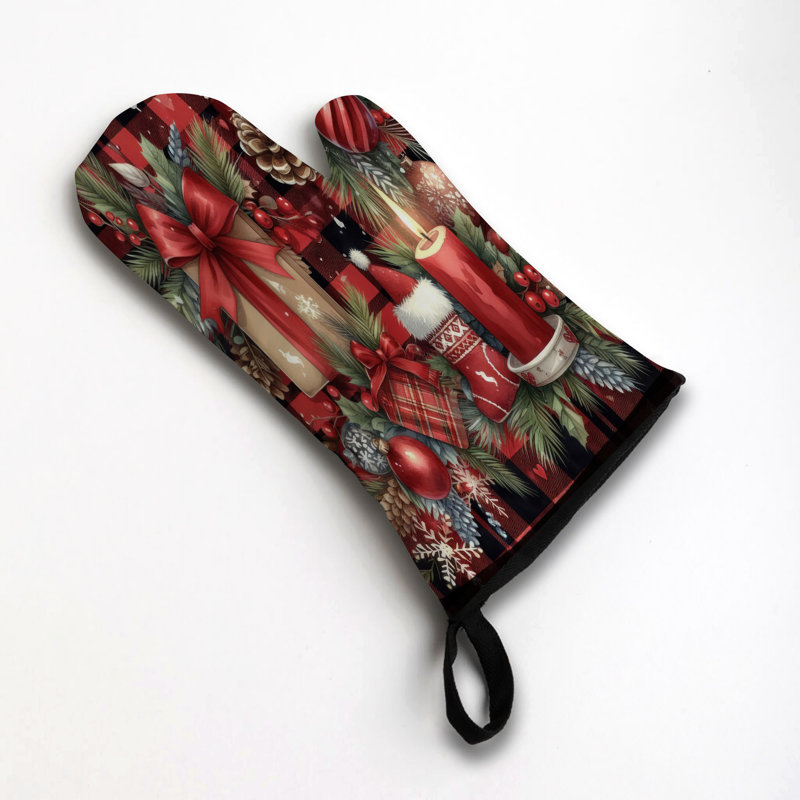 Holiday Checkered Oven Mitt Cotton Twill