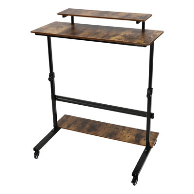 Mobile Standing Desk Height Adjustable Stand up Computer Workstation Rolling Laptop Cart for Home Office Bedroom Dorm