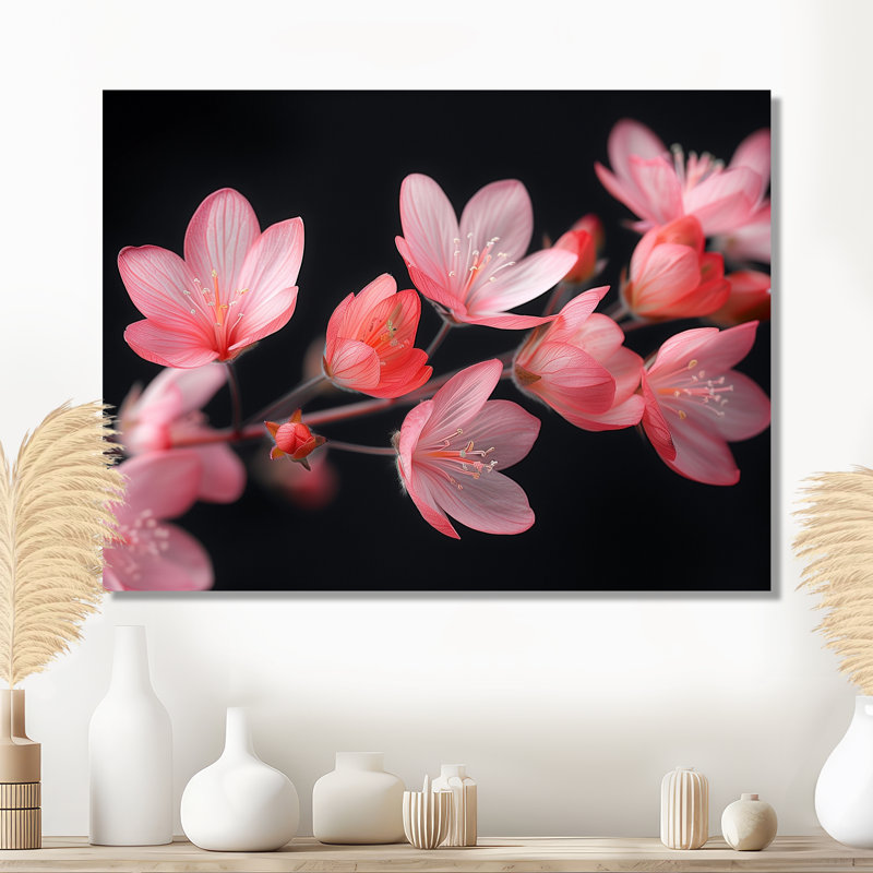 Fleurs de cerisier roses et noires - art mural Cherry Blossom, Métal métal, H 34 po x l 44 po x P 1,5 po