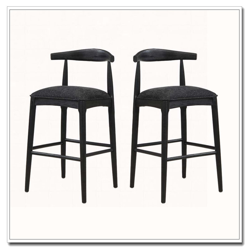 Tabouret de bar en bois, Siège noir / structure noire, Tabouret de bar (hauteur du siège de 30,5 po)