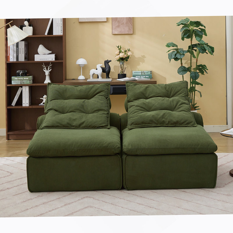Canapé modulaire polyvalent avec revêtement en velours côtelé doux et coussins multiples pour la détente