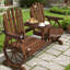 Rustic Wagon Wheel Garden Bench with Storage Table-808867179