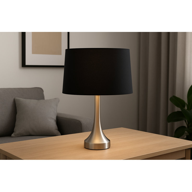 Cotton Drum Lamp Shade ( Screw On ), 20cm H x 30cm W x 30cm D, Black