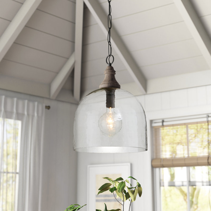 Luminaire suspendu en dôme à 1 lumière indépendant, Transparent