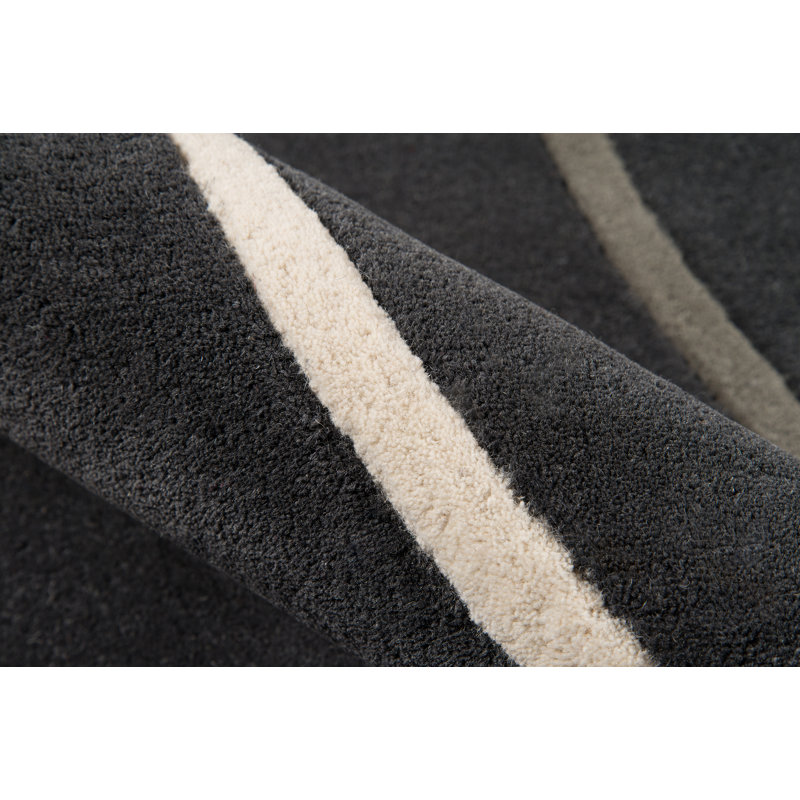 Tapis noir en laine touffeté à la main Cobos Absrtact, Rectangle 5 pi x 8 pi