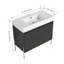 Meuble-lavabo autoportant avec lavabo en résine, armoire de rangement avec portes à fermeture douce-58875560