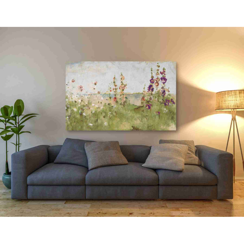 «Red Hollyhocks By The Sea» par Cheri Blum, Red Barrel Studio®, art mural sur toile