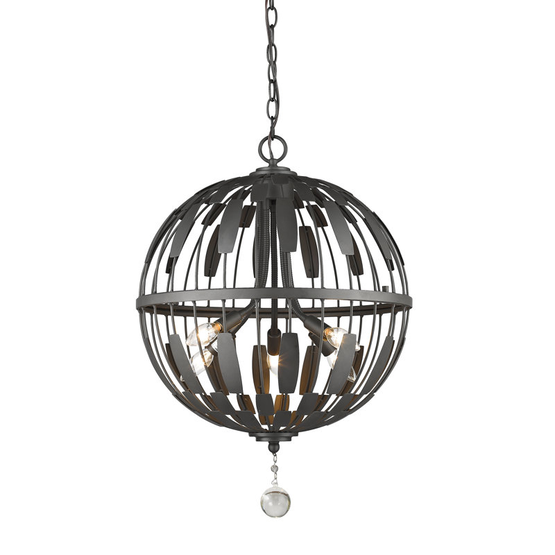 Bronze 5-Light Drum Chandelier with Crystal Accent