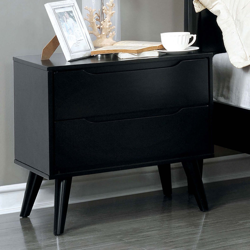 Table de chevet Mid-Century moderne 1pc, Noir