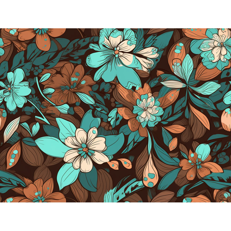 Machine Printed Duvet Cover, Queen Duvet Cover, Brown/Turquoise