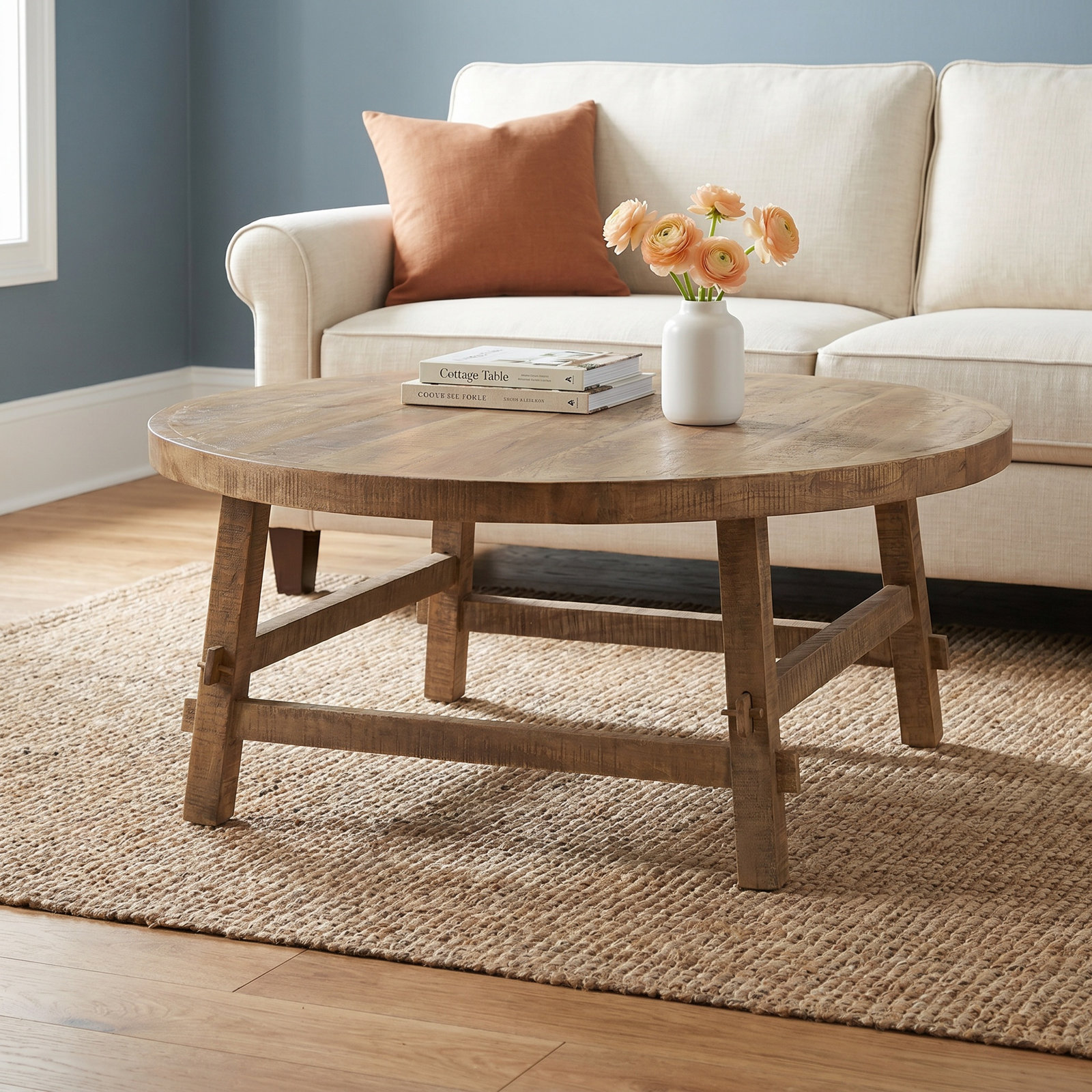 Loleta Solid Wood Single Coffee Table, 16" H x 36" L x 36" W, Medium Brown