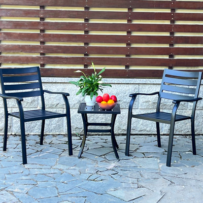 All - Weather Outdoor Metal Bistro Chairs, A Of 2 Black For And Garden. Heavy Duty Iron With Ecoating, Rust , Easy To Install Gardens Terraces. Frame, Ecoating Prevention, Fine Craftsmanship