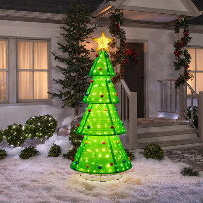 Sunjoy, arbre de Noël illuminé de 77 pouces, guirlande de Noël en forme de père Noël, décoration de fête pour les fêtes avec lumières 