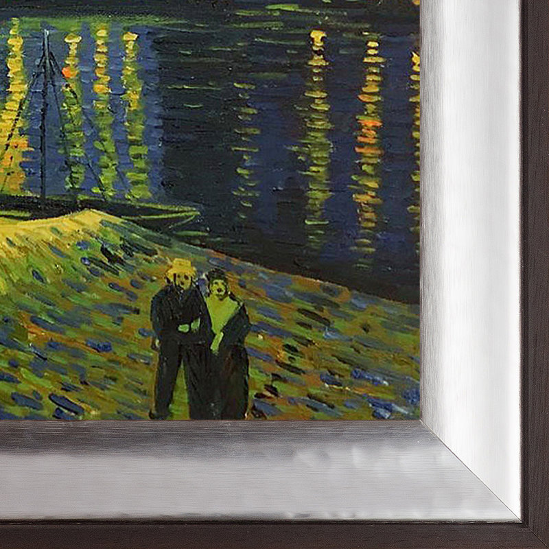 «Starry Night Over the Rhone» par Vincent Van Gogh - peinture sur toile encadrée, 16" x 20", Magnésium