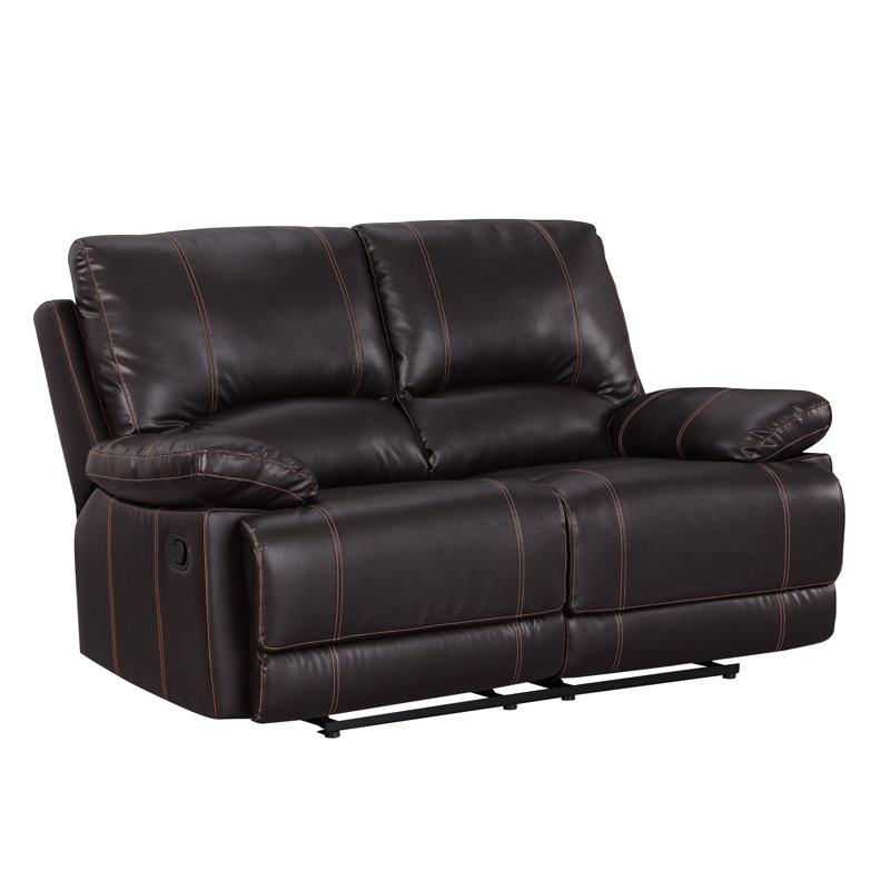 Trower 65'' Faux Leather Reclining Loveseat, Brown