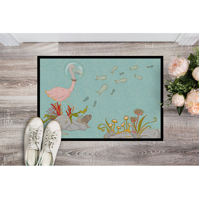 Tapis d’extérieur antidérapant subaquatique flamant rose, Rectangulaire : 18 po x 27 po