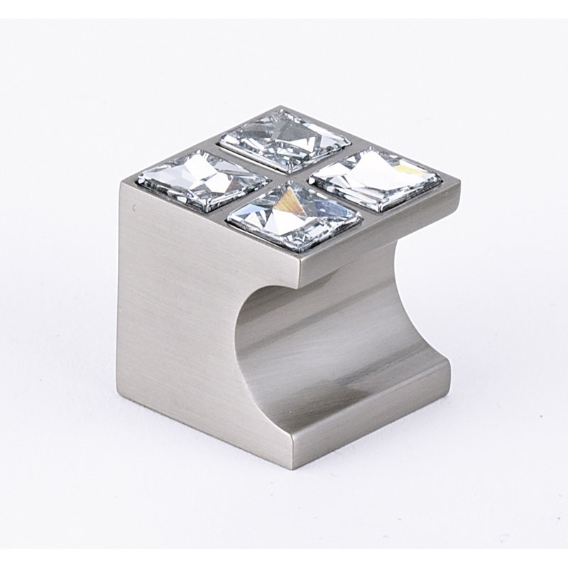 Swarovski Crystal Square Knob, Satin Nickel