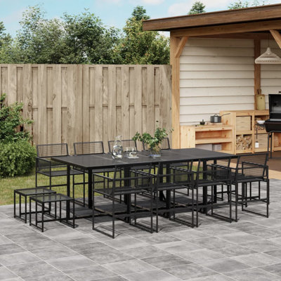 12 - Person Wicker Patio Dining Set with Rectangular Table , Cushions Included