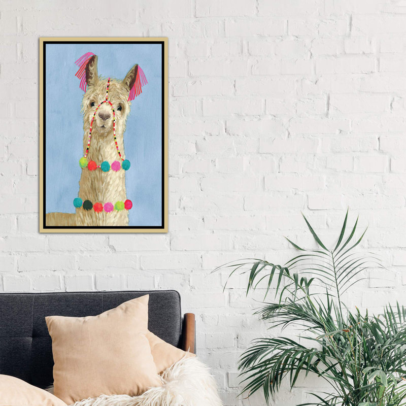 «Adorned Llama III», impression, H 26 po x l 18 po x 1,5 po, Toile encadrée d'or