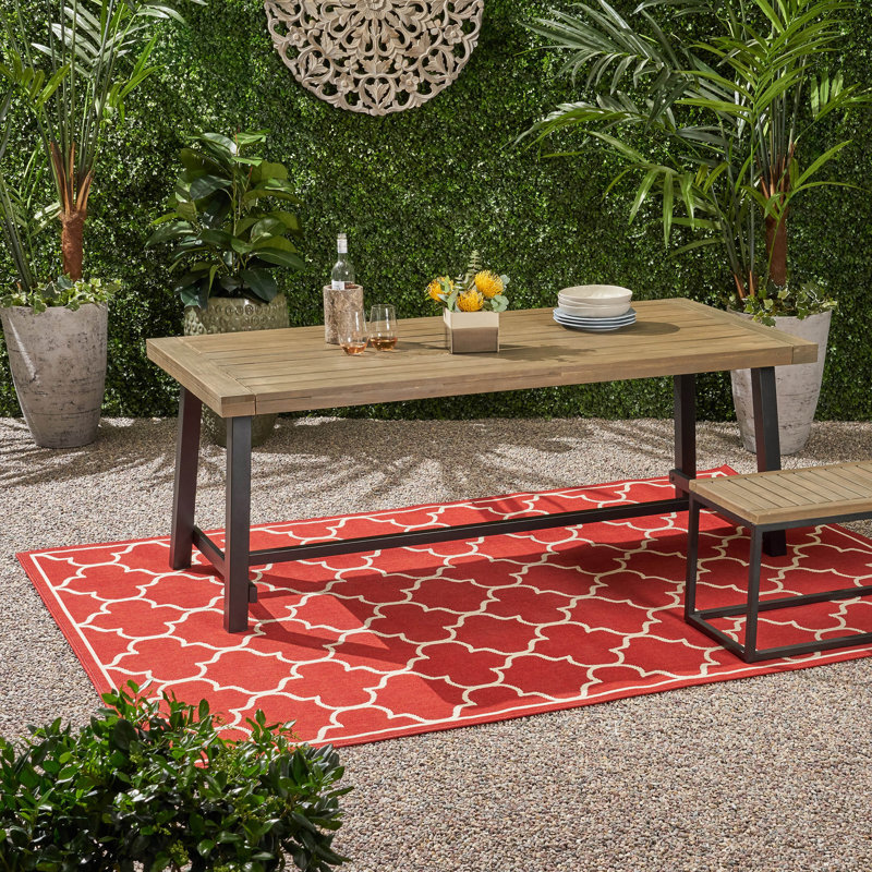 Rectangular Outdoor Dining Table , 79'' in. W 36'' in. D, Gray, Black