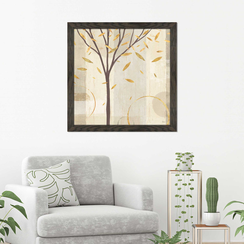" Watercolor Forest Gold IV ", 21.5" H x 21.5" W x 0.75" D, Chocolate Distressed Framed