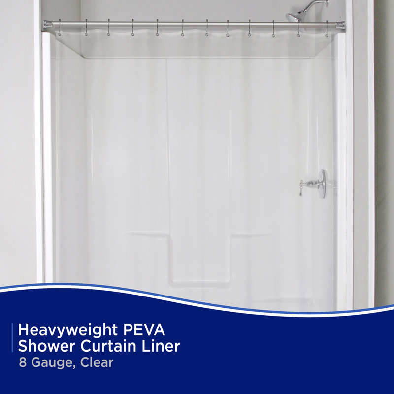 Microban Peva Solid Shower Curtain Liner, Clear