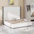 Tall Headboard Upholstered Bed With Vertical Striped And Wingback Design