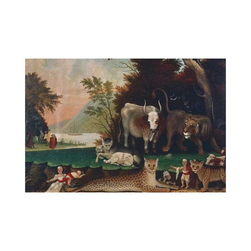 Peaceable Kingdom, C. 1848 by Edward Hicks - Wrapped Canvas Painting, 20.32 cm H x 30.48 cm W