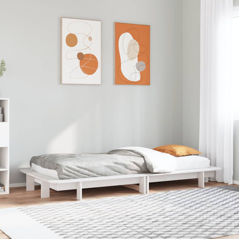 Bed Frame Without Mattress Solid Wood Pine, Single (3'), Wax Brown